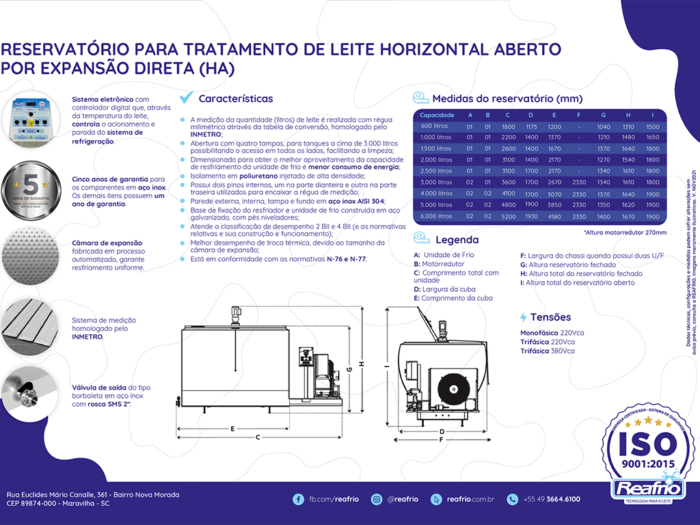 reservatorio horizontal aberto verso